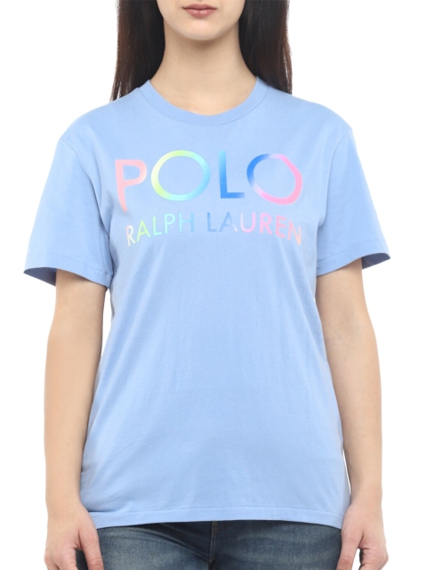 

Polo Ralph Lauren Women Blue Typography Printed Loose T-shirt