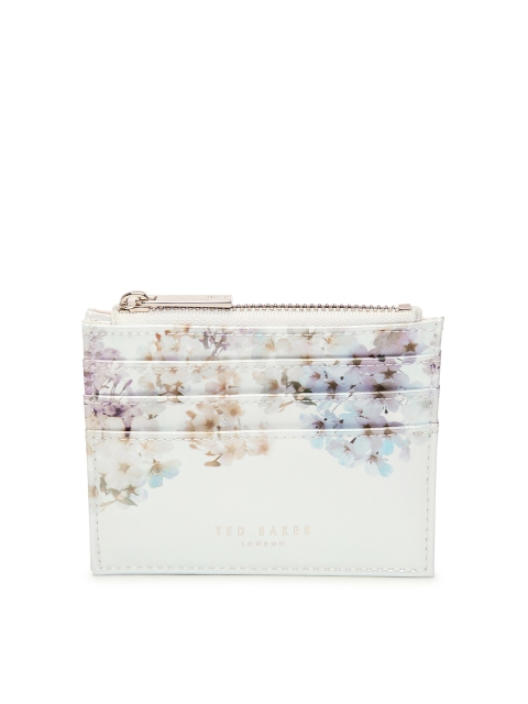 

Ted Baker Women Cream & Blue Floral Printed Leather Card Holder
