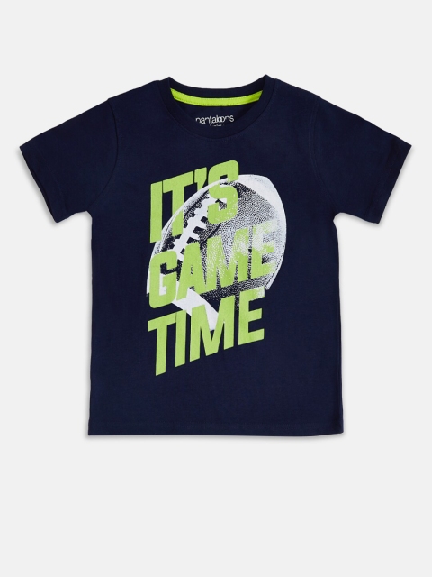 

Pantaloons Junior Boys vy Blue Printed T-shirt, Navy blue