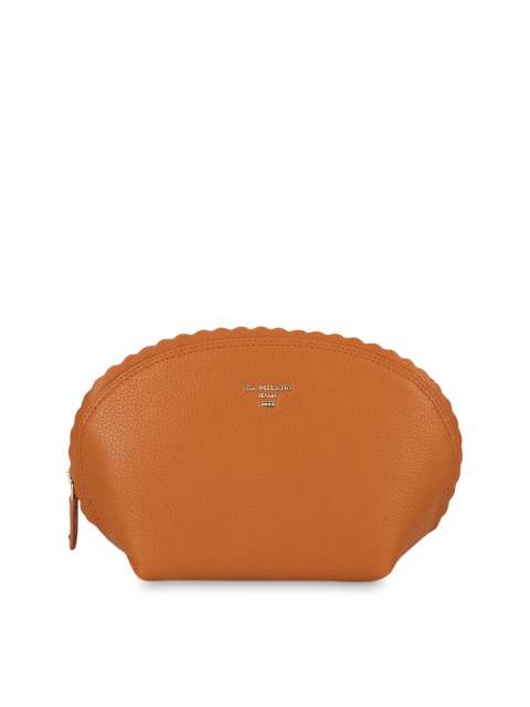 

Da Milano Unisex Orange Solid Leather Travel Pouch
