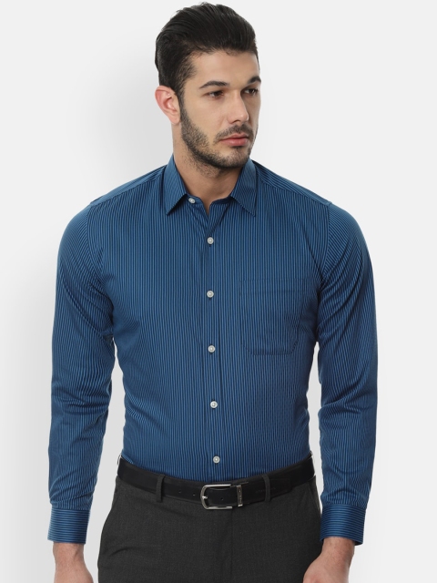 

Louis Philippe Men Blue Slim Fit Striped Cotton Formal Shirt