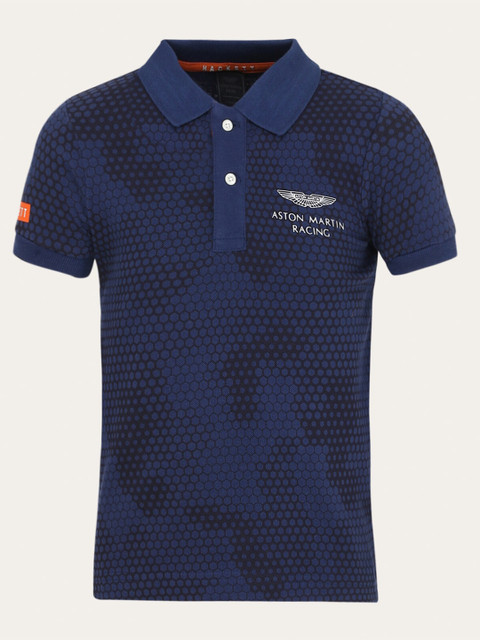 

HACKETT LONDON Boys Blue Printed Polo Collar T-shirt