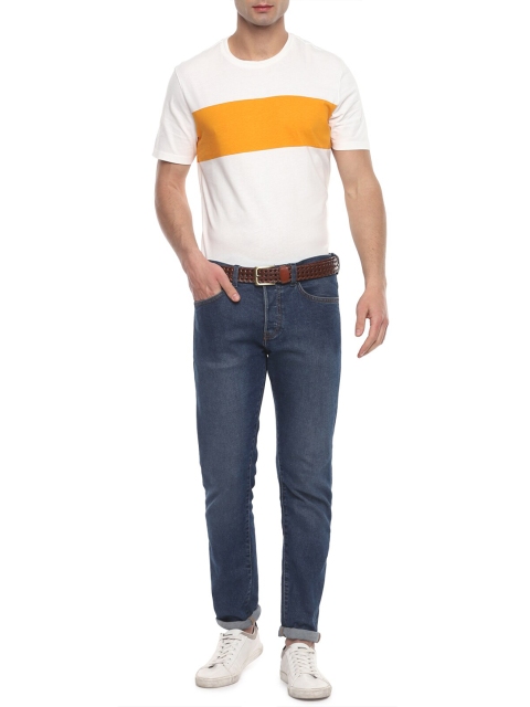 

Ted Baker Men White & Orange Colourblocked T-shirt