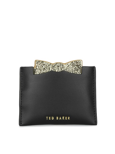 

Ted Baker Women Black & Gold-Toned Solid Embellished Synthetic Card Holder