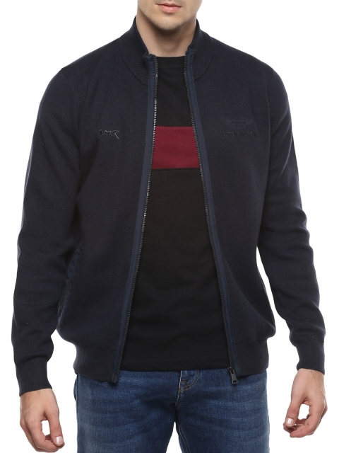 

HACKETT LONDON Men Navy Blue Front-Open Sweater