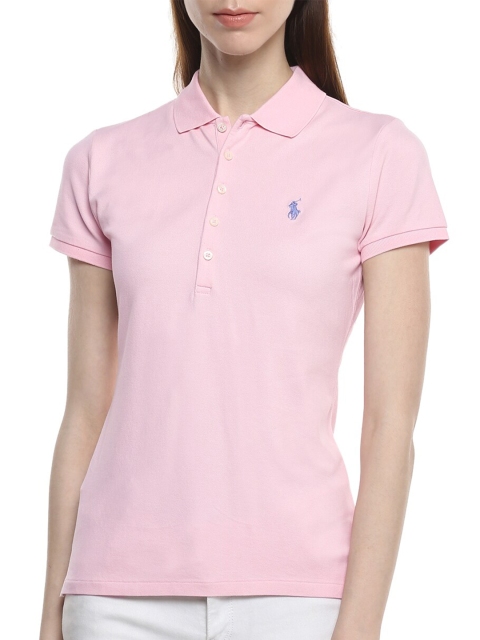 

Polo Ralph Lauren Women Pink Polo Collar Slim Fit T-shirt