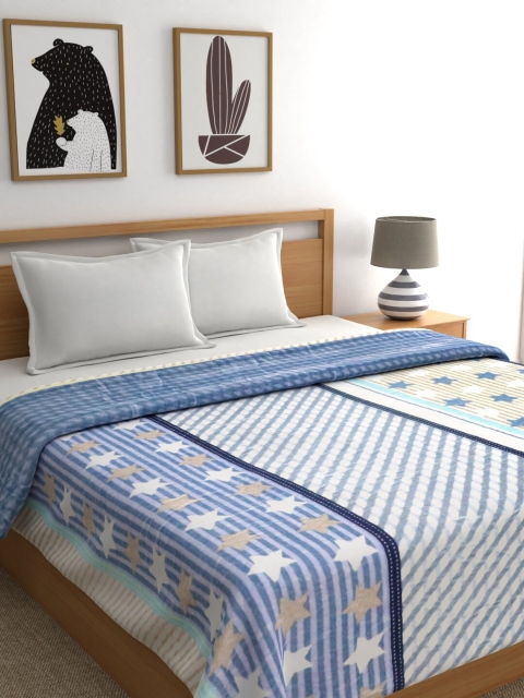 

Raymond Home Blue & White Striped AC Room 233 GSM Double Bed Blanket