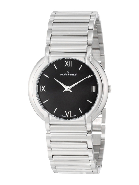 

claude bernard Women Black Dial & Silver Toned Stainless Steel Bracelet Style Straps Analogue Watch