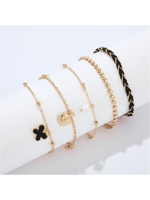 

YoungWildFree Set Of 5 18K Gold-Plated Anklets