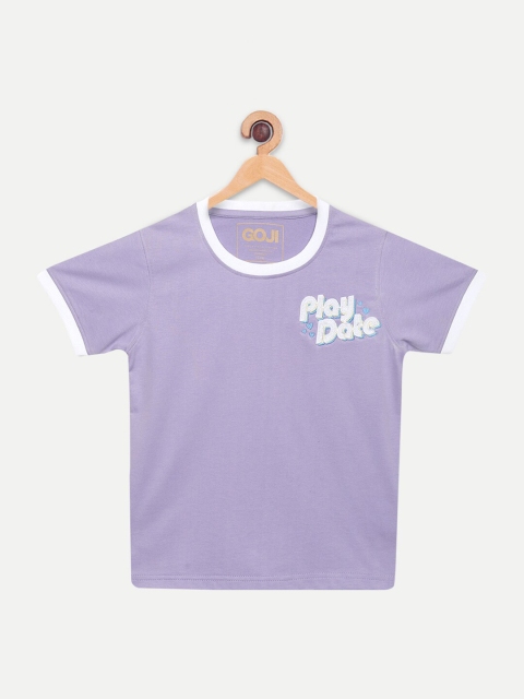 

GOJI Unisex Kids Lavender Typography Printed T-shirt