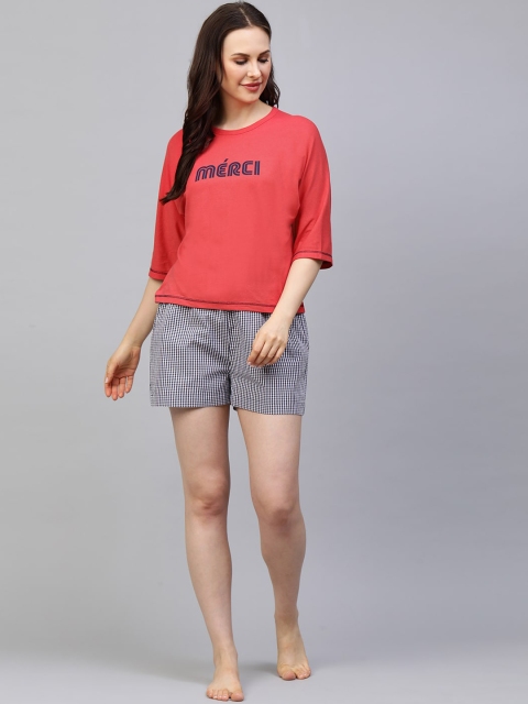 

Chemistry Women Red & Navy Blue Night suit