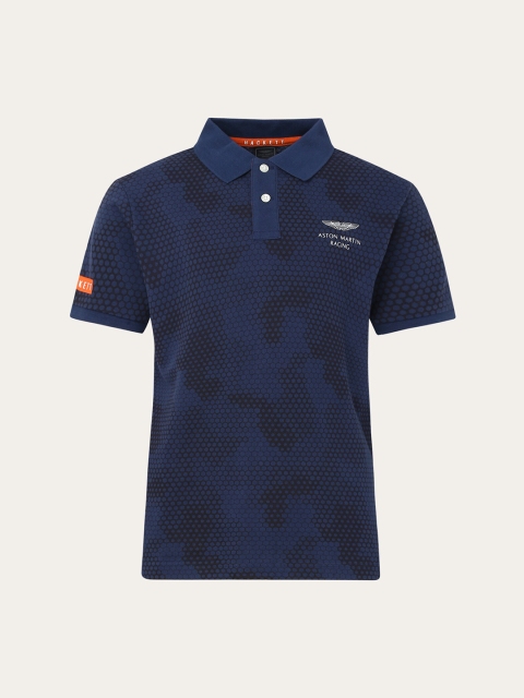 

HACKETT LONDON Boys Blue Printed Polo Collar T-shirt