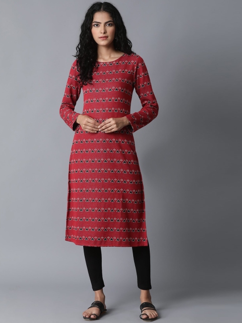 

W Women Women Red Geometric Printed Kurta