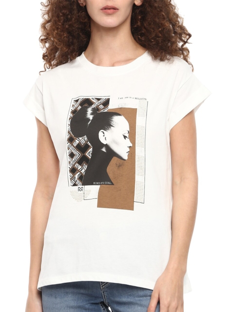 

Rinascimento Women White NA Printed T-shirt NA
