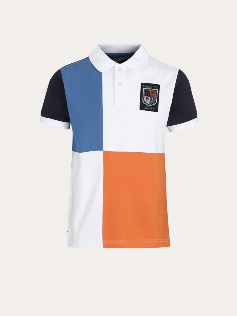 

HACKETT LONDON Boys Blue Polo Collar Applique T-shirt