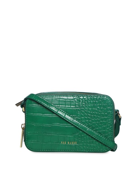 

Ted Baker Green Textured Structured Sling Bag with Quilted