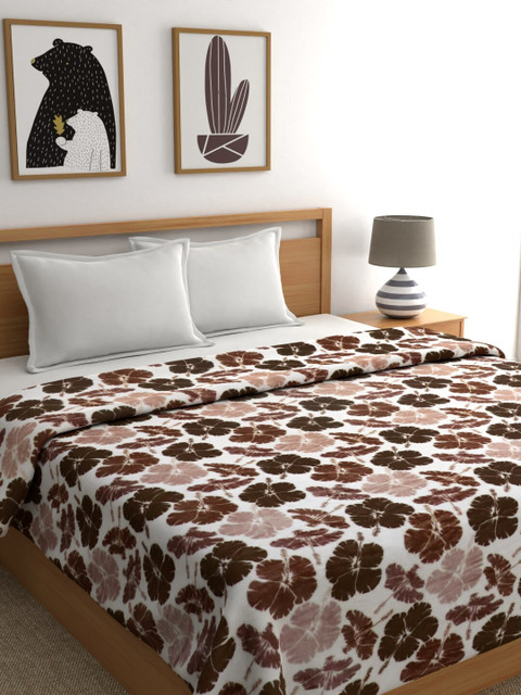 

Raymond Home Brown & White Floral AC Room 270 GSM Double Bed Blanket
