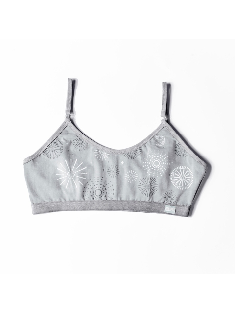 

You Got Plan B Grey & White Full Coverage Training Bra TB-Fireworks: 10-12
