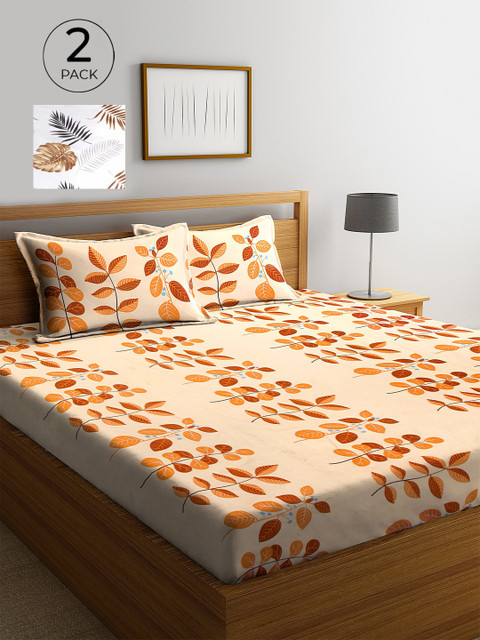 

KLOTTHE Multicolor Floral 210 TC Poly Cotton 2 King Size Double Bedsheet Set, Multi