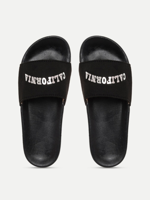 

FREECO Women Black Printed Sliders