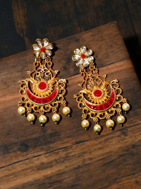 

KARATCART Pink Floral Chandbalis Earrings