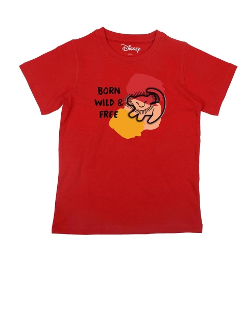 

Disney by Wear Your Mind Boys Red Lion King Printed Cotton T-shirt
