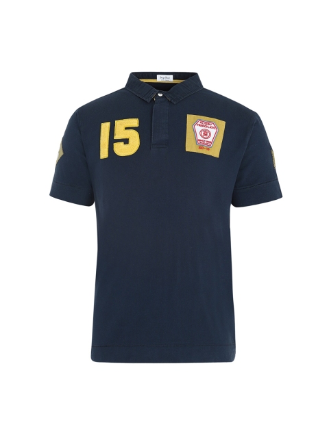 

SERGE BLANCO Men Navy Blue Polo Collar Applique T-shirt