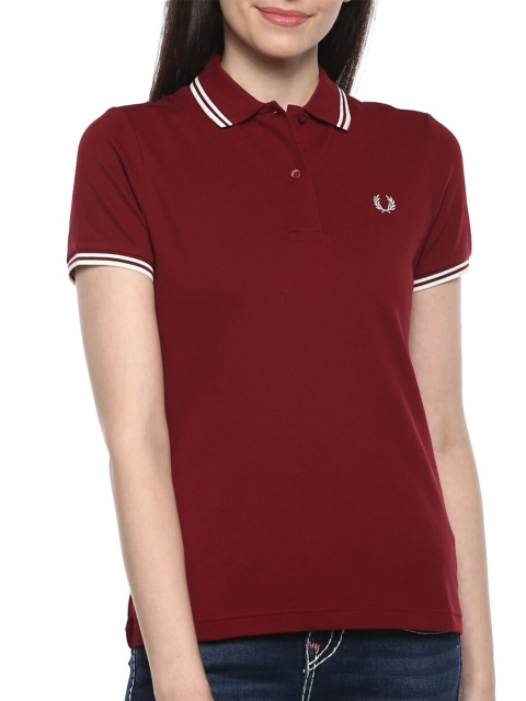 

Fred Perry Women Red NA Polo Collar Applique T-shirt NA