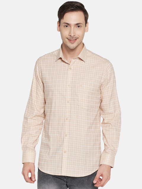 

Monte Carlo Men Beige Checked Casual Shirt