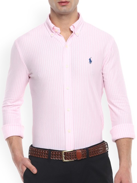 

Polo Ralph Lauren Men Pink Slim Fit Multi Stripes Striped Casual Shirt
