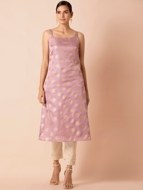 

INDYA Women Pink Foil Printed Kurta with Trousers