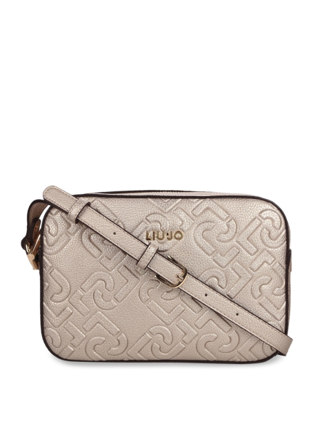 

LIU JO Gold Textured PU Structured Sling Bag