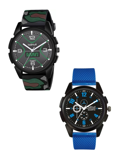 

VeBNoR Boys Black Dial & Multicoloured Straps Analogue Watch, Green