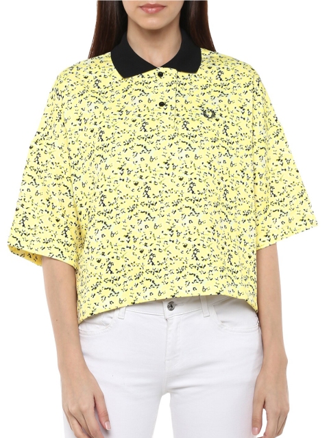 

Fred Perry Women Yellow Printed Polo Collar T-shirt