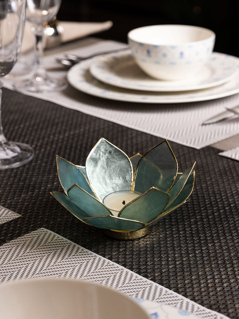 

Pure Home and Living Blue Capiz Lotus Tea Light Candle Holder