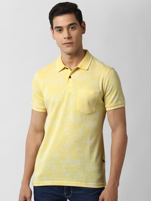 

Peter England Casuals Men Yellow & White Polo Collar Slim Fit T-shirt