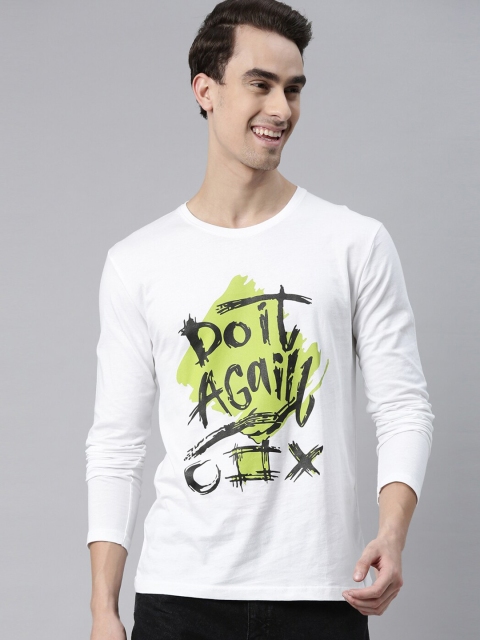 

MASH UNLIMITED Men White Typography Printed Slim Fit T-shirt