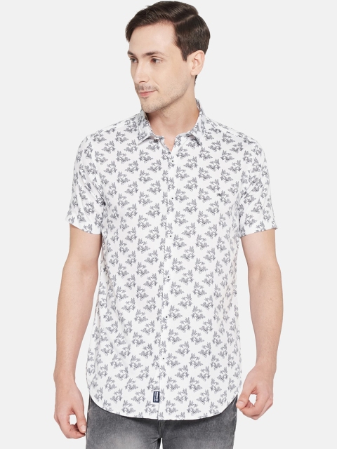 

Monte Carlo Men White Slim Fit Printed Casual Shirt