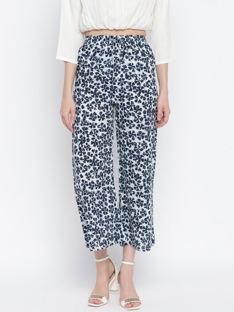 

Aawari Women Navy Blue High-Rise Printed Palazzo