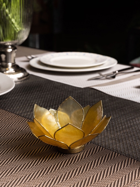 

Pure Home and Living Yellow Solid 12 Shells Capiz Lotus Tea Light Holder
