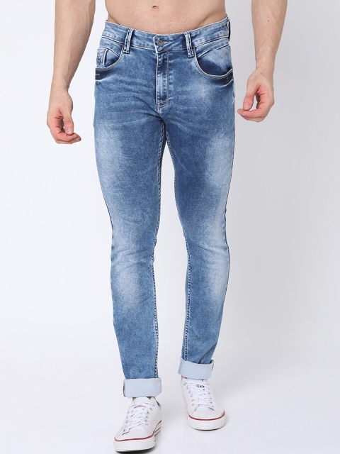 

Rex Straut Jeans Men Blue Tapered Fit Low Distress Heavy Fade Jeans