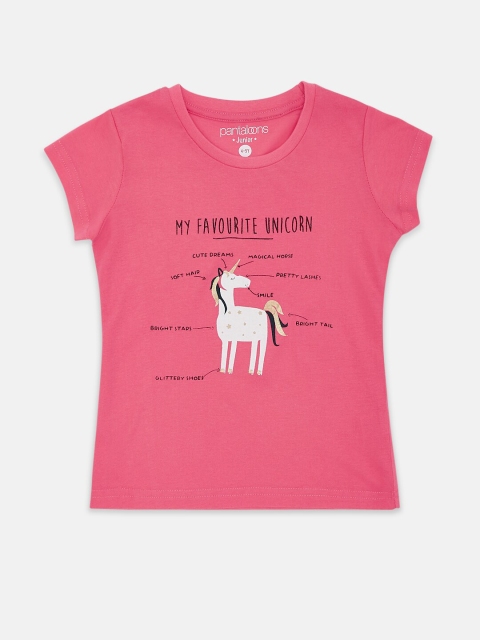 

Pantaloons Junior Girls Pink Printed Pure Cotton T-shirt