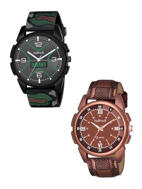 

VeBNoR Boys Black Dial & Multicoloured Straps Analogue Watch, Green