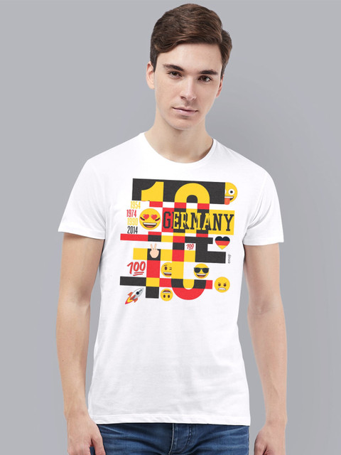 

Free Authority Men White Emoji Soccer Featured Pure Cotton T-shirt