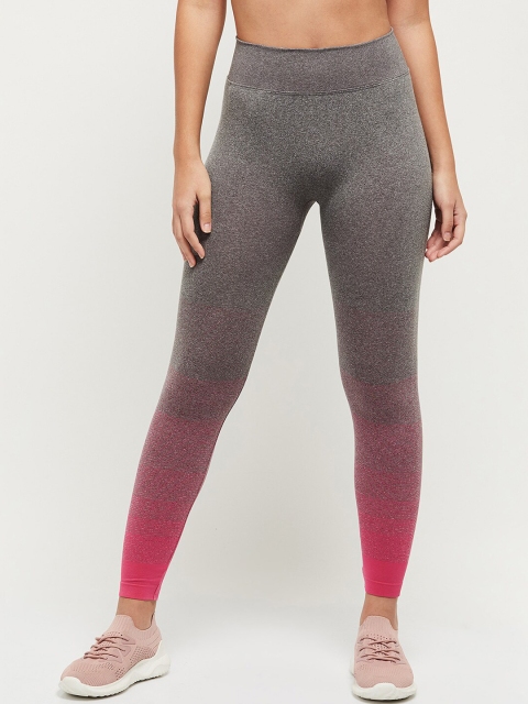 

max Women Grey & Pink Elasticated Training Tights