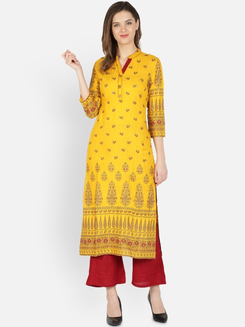 

Dipsha Women Yellow & Red Ethnic Motifs Printed Kurta With Palazzos