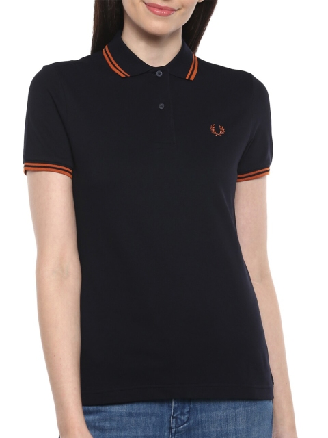 

Fred Perry Women Navy Blue Polo Collar T-shirt
