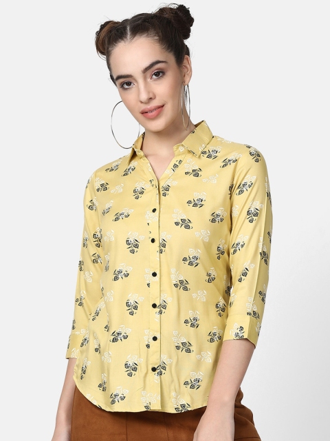 

V2 Value & Variety Women Yellow Printed Casual Shirt