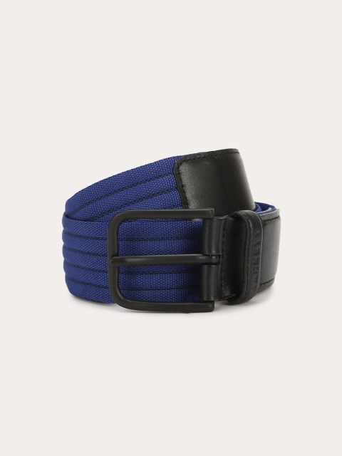

HACKETT LONDON Men Navy Blue Textured Leather Belt