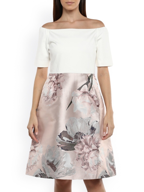 

Ted Baker Women Pink & White Floral Off-Shoulder Maxi Dress
